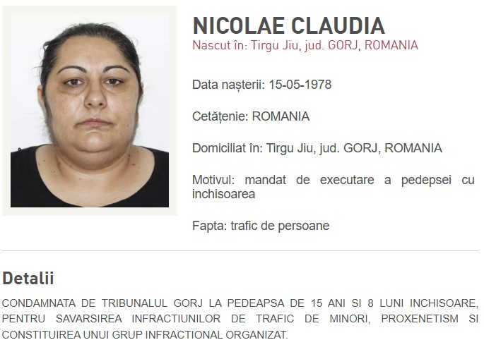 O fugară „most wanted”, condamnată la peste 15 ani de închisoare, a fost adusă în România O fugară „most wanted”, condamnată la peste 15 ani de închisoare, a fost adusă în România