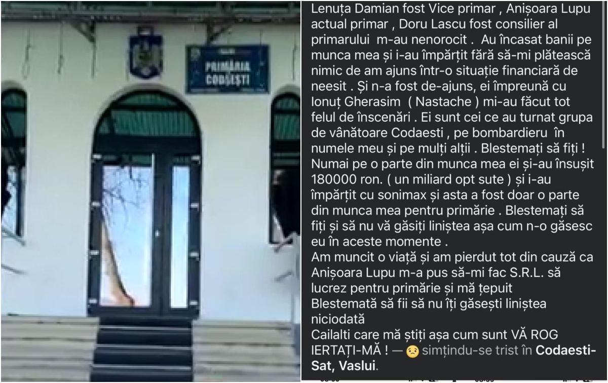 Și-a anunțat moartea pe Facebook, supărat că primăria nu i-a plătit lucrările. Tragedie în Vaslui Și-a anunțat moartea pe Facebook, supărat că primăria nu i-a plătit lucrările. Tragedie în Vaslui