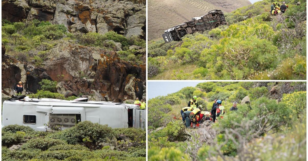 Un autobuz plin cu turiști britanici s-a răsturnat într-o râpă în Insulele Canare Un autobuz plin cu turiști britanici s-a răsturnat într-o râpă în Insulele Canare