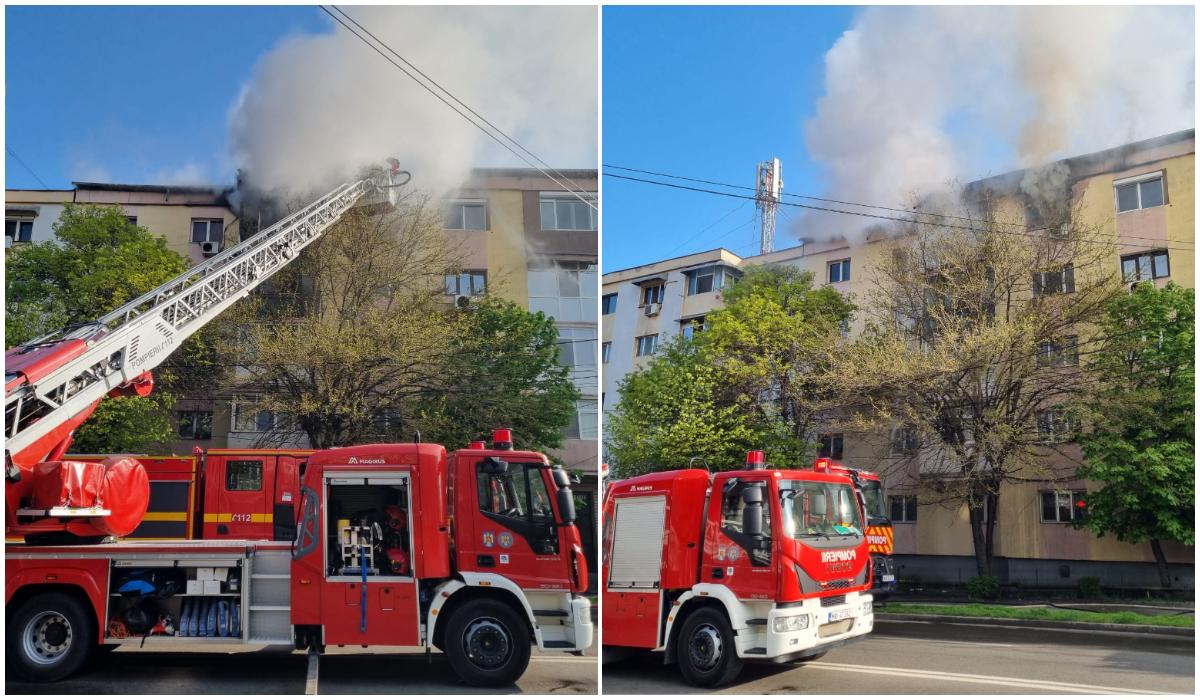 Incendiu violent într-un bloc din Craiova. 14 locatari au fost evacuaţi Incendiu violent într-un bloc din Craiova. 14 locatari au fost evacuaţi