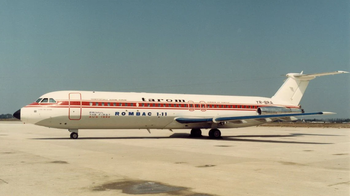 Primul avion de pasageri produs în România, RomBac 1-11. FOTO: arhivă