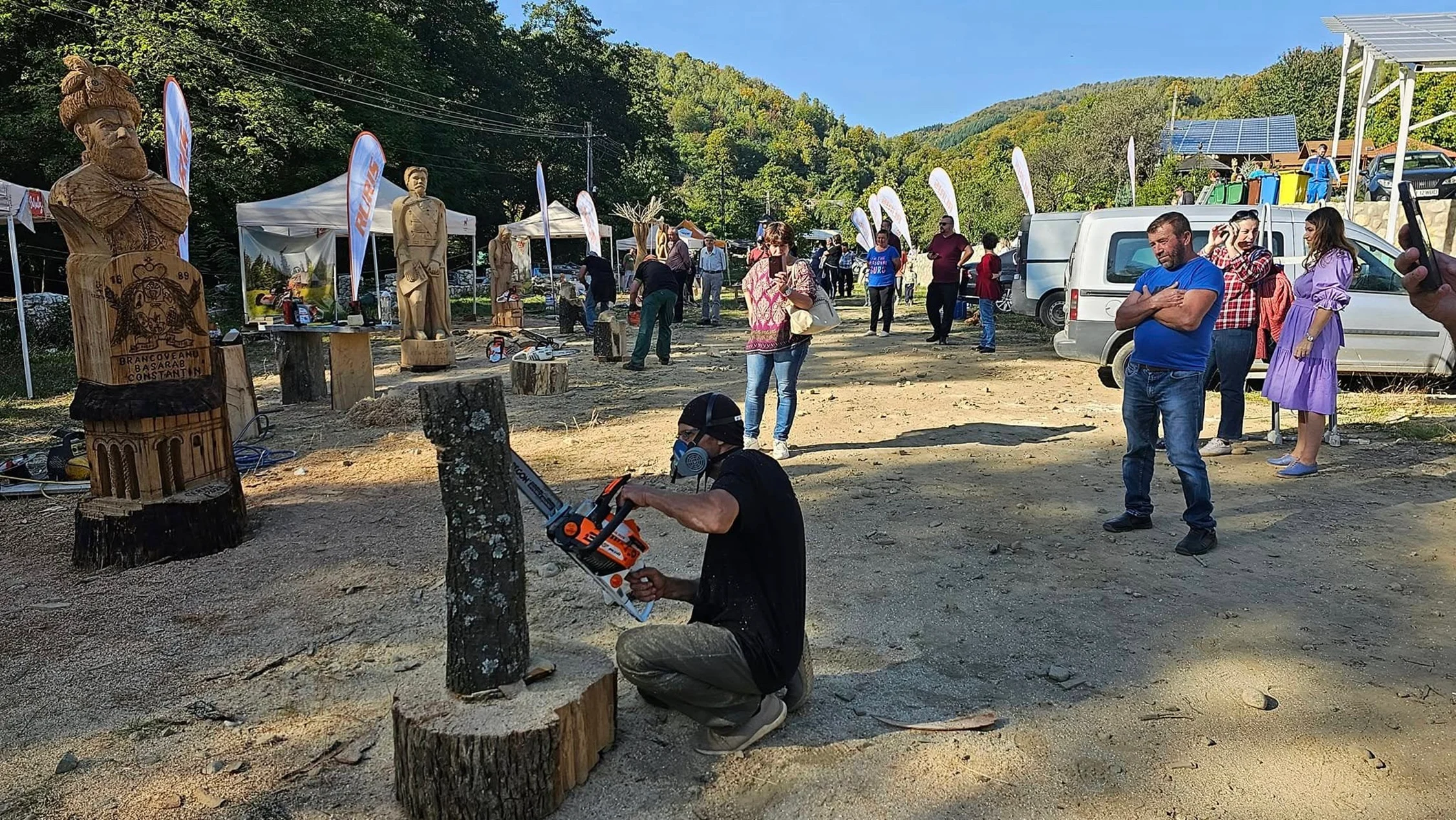 Drujba folosită la festivalul de la Vaideeni Vâlcea pentru a sculpta lemnul F: Pensiunea Cerna