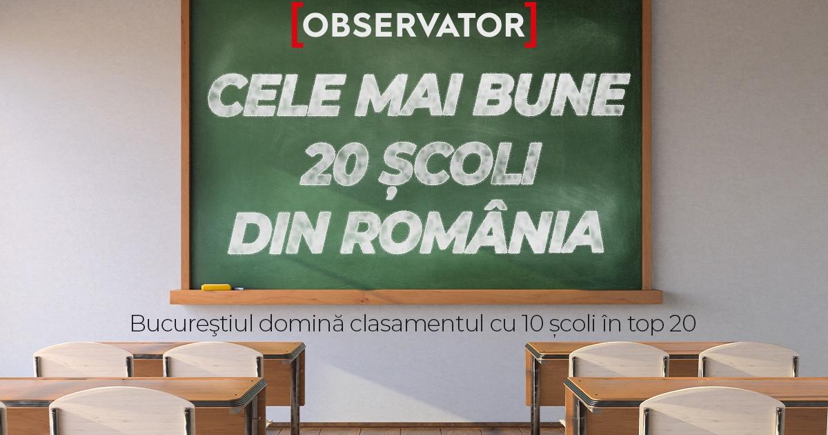 TOP 20 cele mai bune şcoli din România. Bucureștiul conduce în topul orașelor cu şcoli bune, Clujul lipseşte